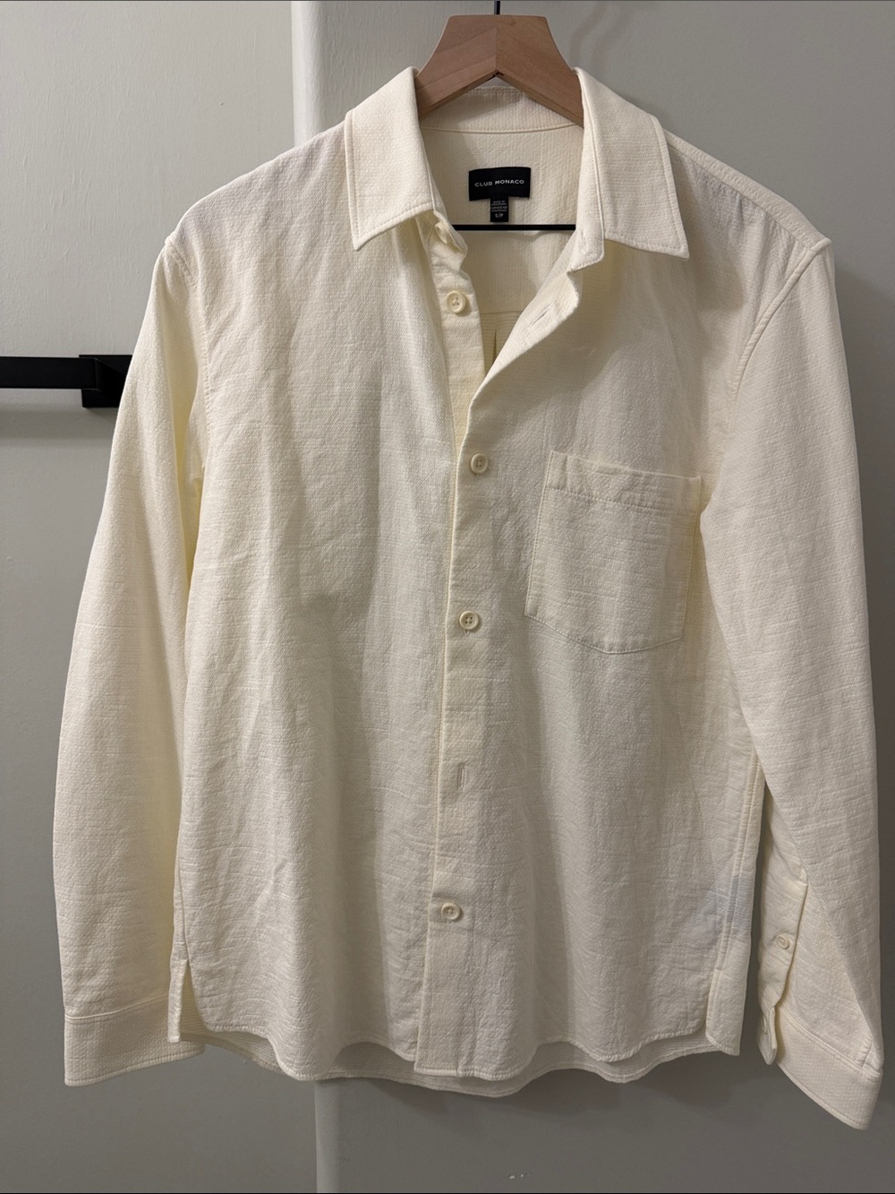 Club Monaco Off-White Textured Long-Sleeve Shirt
